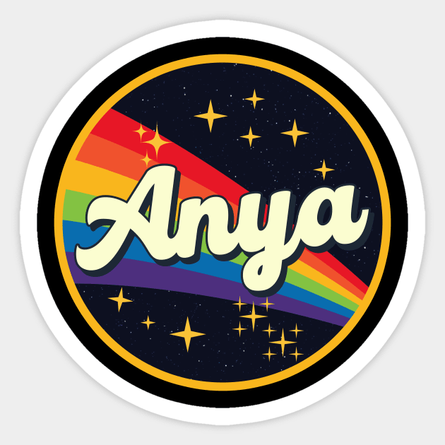 Anya // Rainbow In Space Vintage Style Sticker by LMW Art